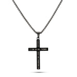 USA Flag Cross Necklace for Men – Double-Sided with Philippians 4:13, Stainless Steel, 26” Chain
