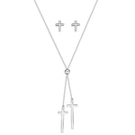 Joint Heir Sterling Silver Dual Cross Necklace Set