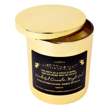 Frankincense and Myrrh Scented Soy Wax Candle For unto us a child is born