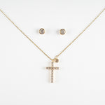 Sterling Silver Gold Cross and Earing Set