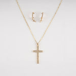 Gold and cubic zirconia necklace and hoop earring set