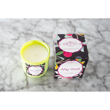 Green My God Candle Top Open