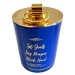 Blue Christian Candle Set Goals Say Prayers Work Hard