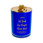 Blue Christian Candle Set Goals Say Prayers Work Hard