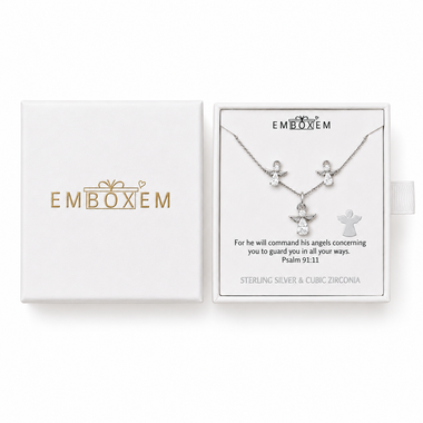 Psalm 91 Angel Necklace & Earrings Set