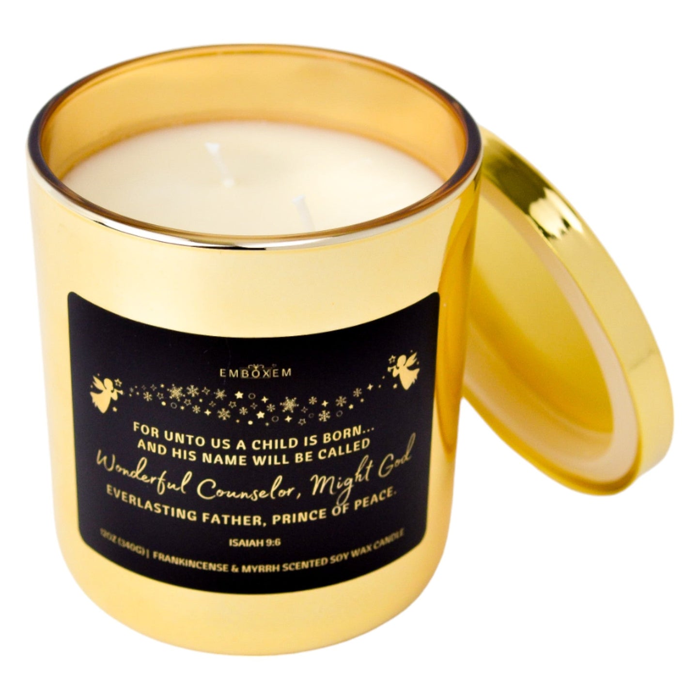 Frankincense and Myrrh Scented Soy Wax Candle For unto us a child is born