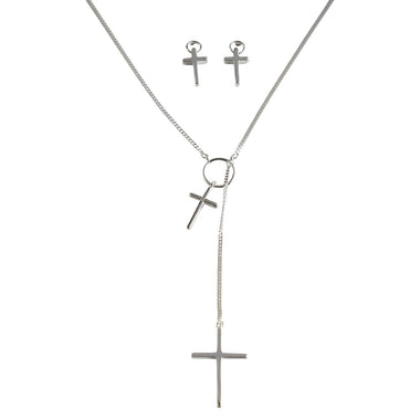 Walking With Jesus Sterling Silver Cross Jewelry Set